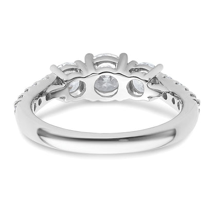 True Origin 14K White Gold 1 1/2 carat Lab Grown Diamond VS+ F+ Complete Round Three Stone Ring