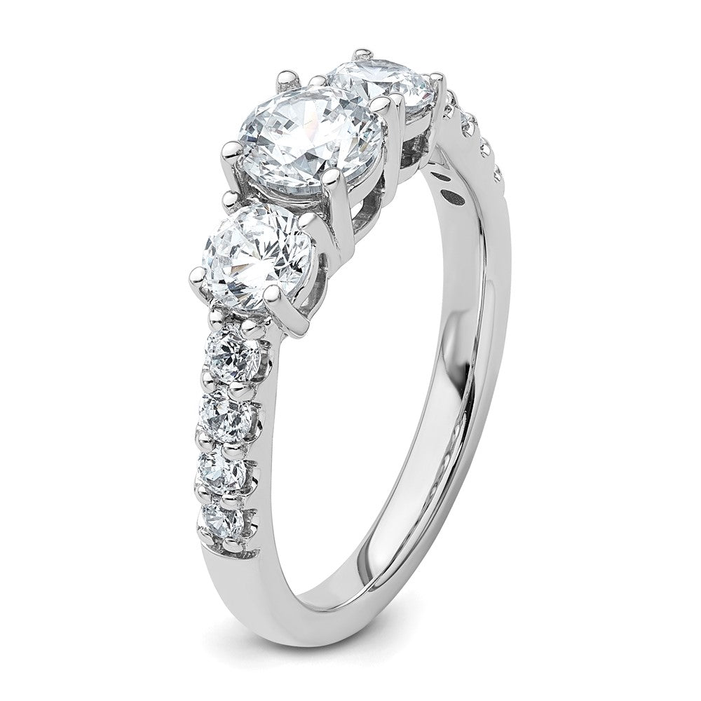 True Origin 14K White Gold 1 1/2 carat Lab Grown Diamond VS+ F+ Complete Round Three Stone Ring