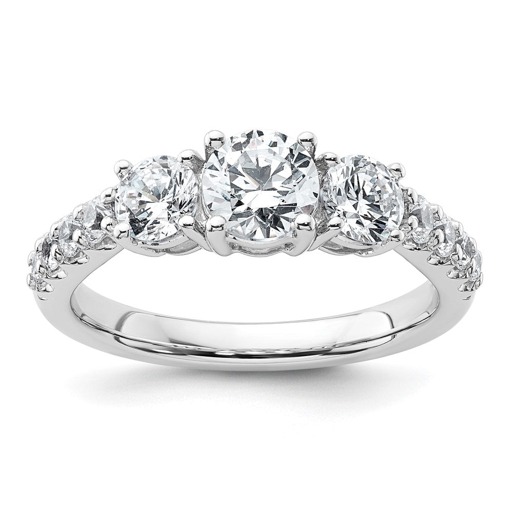 True Origin 14K White Gold 1 1/2 carat Lab Grown Diamond VS+ F+ Complete Round Three Stone Ring