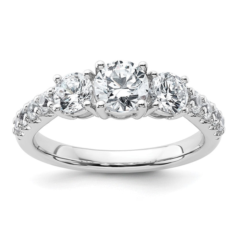 True Origin 14K White Gold 1 1/2 carat Lab Grown Diamond VS+ F+ Complete Round Three Stone Ring