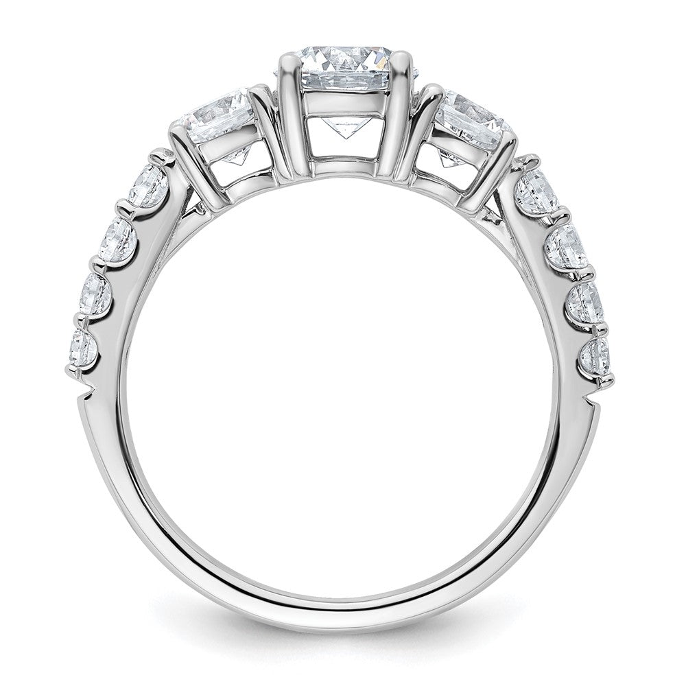 True Origin 14K White Gold 2 carat Lab Grown Diamond VS+ F+ Complete Round Three Stone Ring