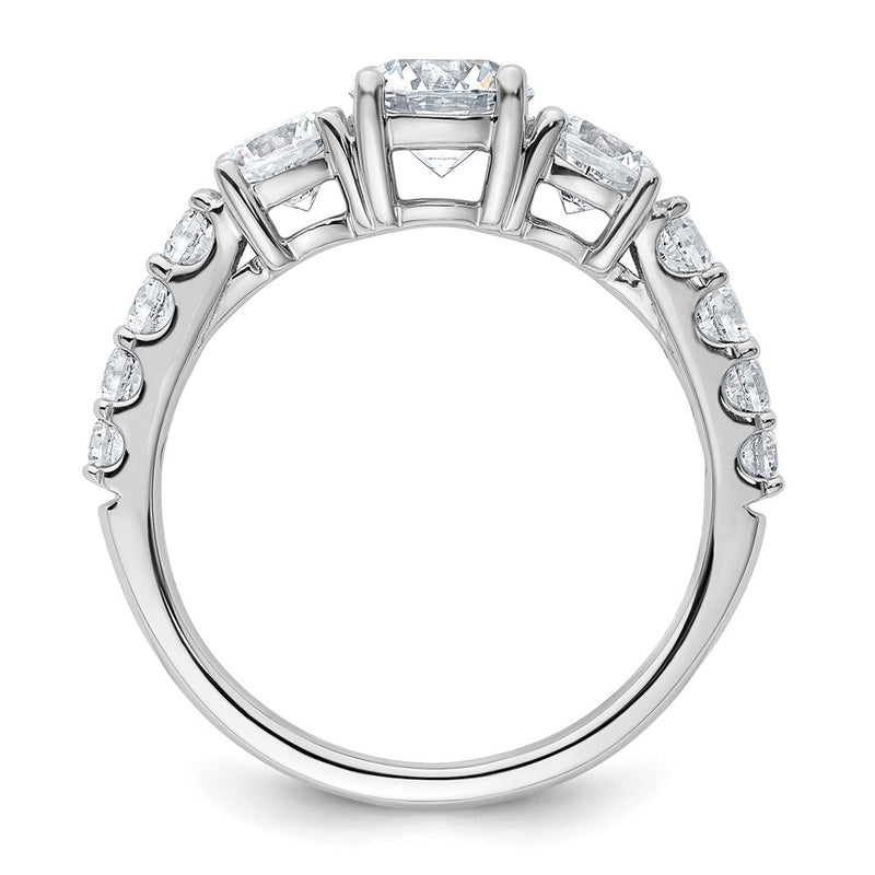 True Origin 14K White Gold 2 carat Lab Grown Diamond VS+ F+ Complete Round Three Stone Ring