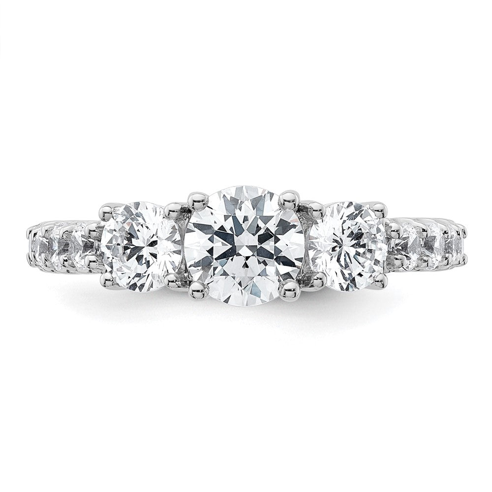True Origin 14K White Gold 2 carat Lab Grown Diamond VS+ F+ Complete Round Three Stone Ring