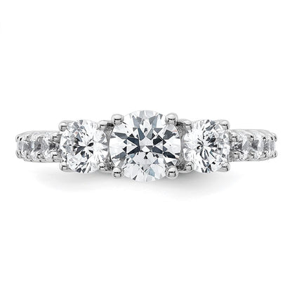 True Origin 14K White Gold 2 carat Lab Grown Diamond VS+ F+ Complete Round Three Stone Ring