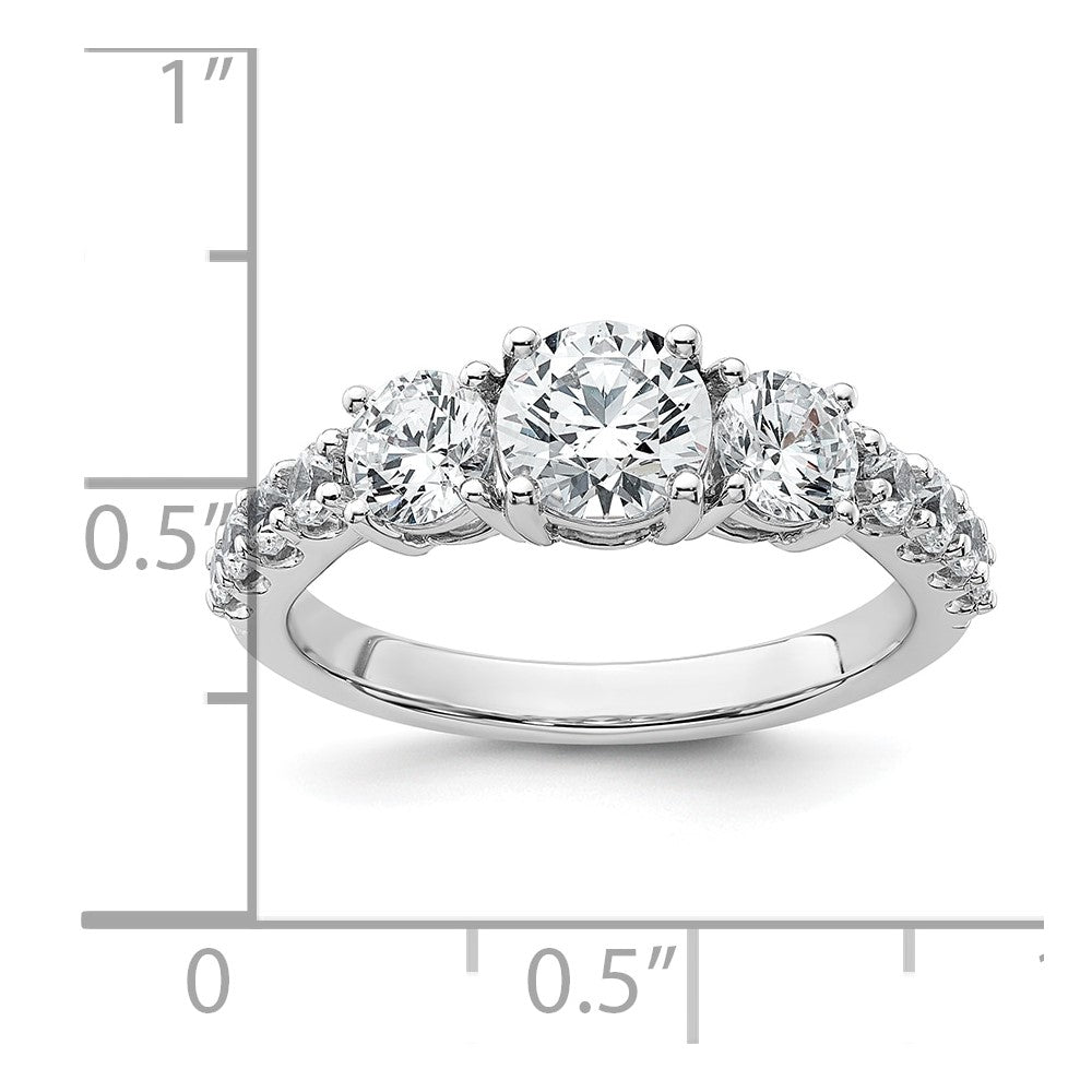 True Origin 14K White Gold 2 carat Lab Grown Diamond VS+ F+ Complete Round Three Stone Ring