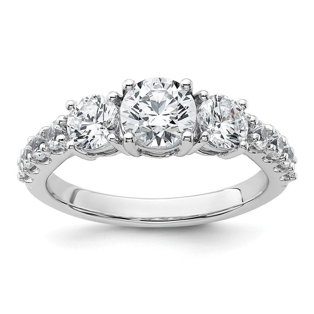True Origin 14K White Gold 2 carat Lab Grown Diamond VS+ F+ Complete Round Three Stone Ring