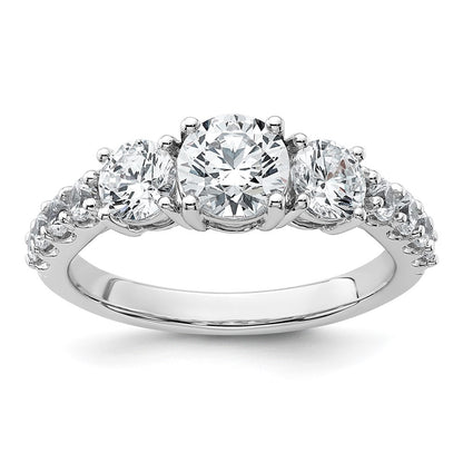 True Origin 14K White Gold 2 carat Lab Grown Diamond VS+ F+ Complete Round Three Stone Ring