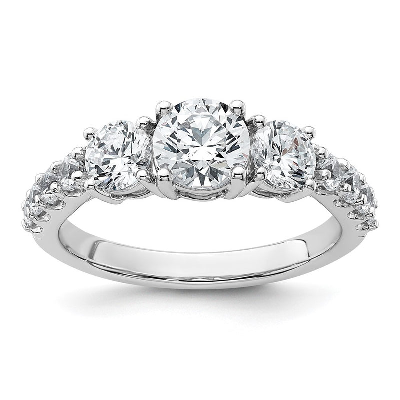 True Origin 14K White Gold 2 carat Lab Grown Diamond VS+ F+ Complete Round Three Stone Ring