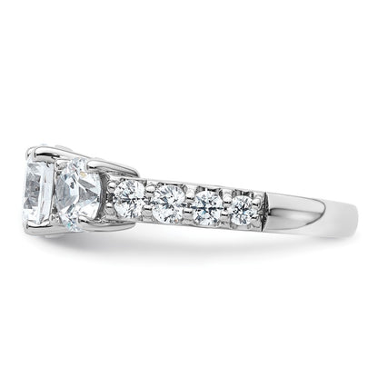 True Origin 14K White Gold 3 carat Lab Grown Diamond VS+ F+ Complete Round Three Stone Ring