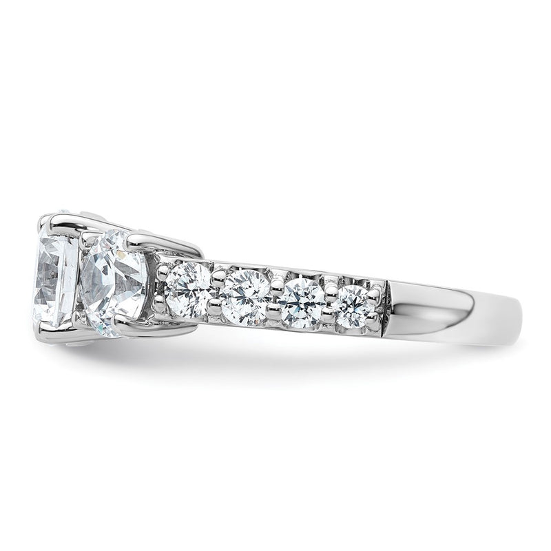 True Origin 14K White Gold 3 carat Lab Grown Diamond VS+ F+ Complete Round Three Stone Ring