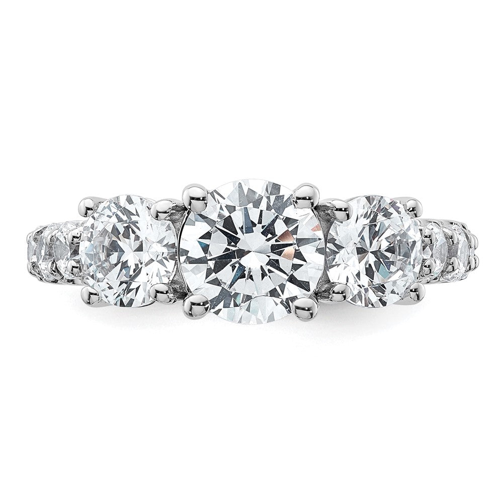 True Origin 14K White Gold 3 carat Lab Grown Diamond VS+ F+ Complete Round Three Stone Ring