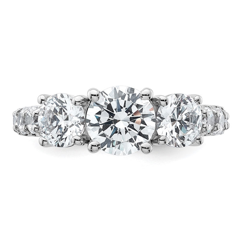 True Origin 14K White Gold 3 carat Lab Grown Diamond VS+ F+ Complete Round Three Stone Ring