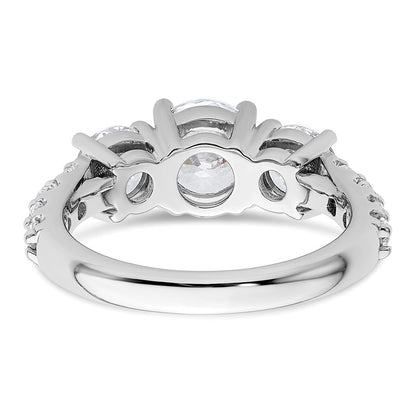 True Origin 14K White Gold 3 carat Lab Grown Diamond VS+ F+ Complete Round Three Stone Ring