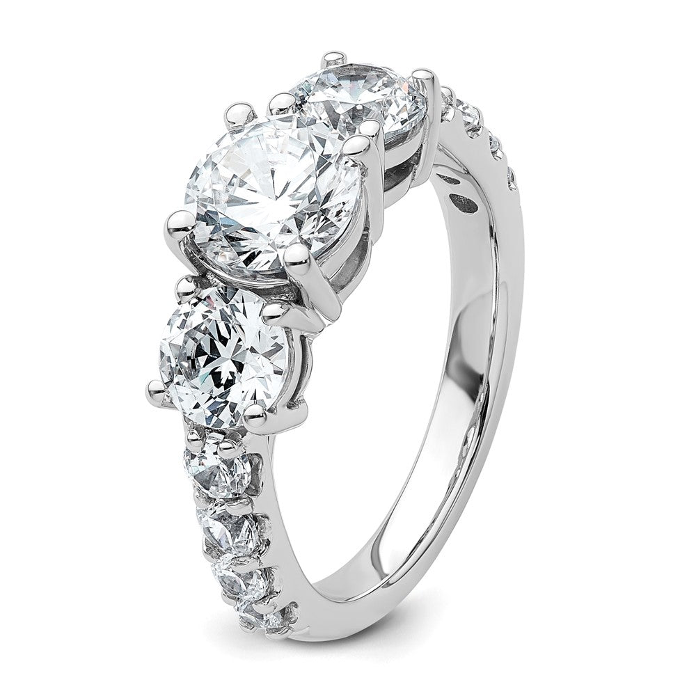 True Origin 14K White Gold 3 carat Lab Grown Diamond VS+ F+ Complete Round Three Stone Ring