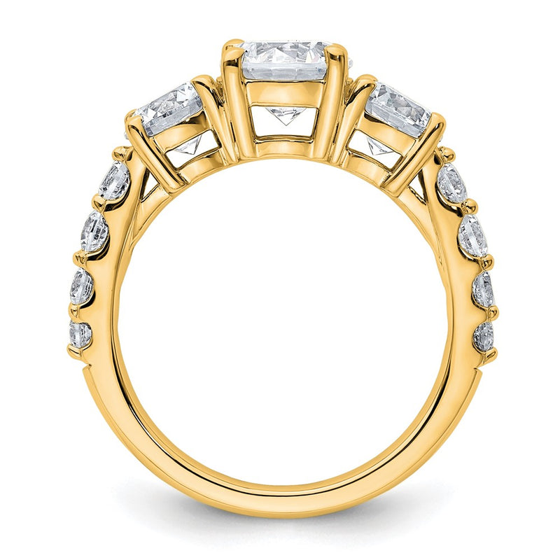 True Origin 14K Yellow Gold 3 carat Lab Grown Diamond VS+ F+ Complete Round Three Stone Ring