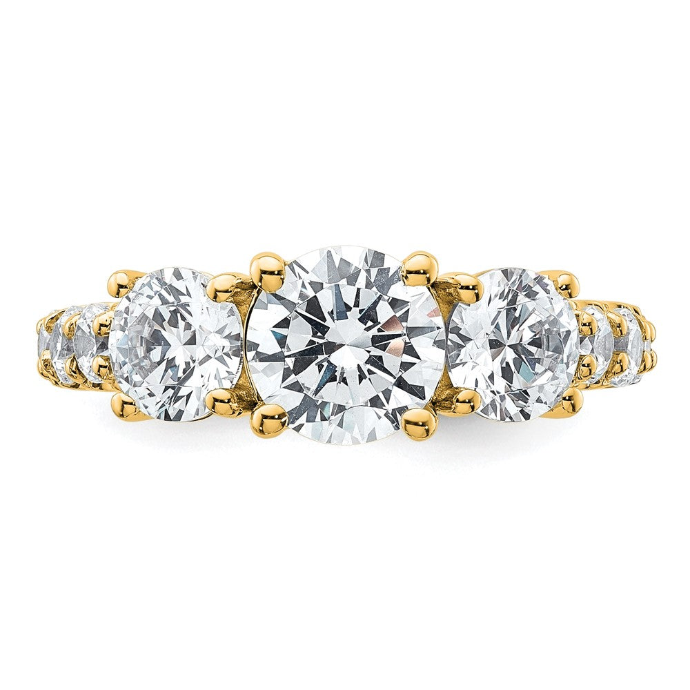 True Origin 14K Yellow Gold 3 carat Lab Grown Diamond VS+ F+ Complete Round Three Stone Ring