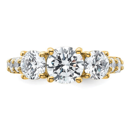 True Origin 14K Yellow Gold 3 carat Lab Grown Diamond VS+ F+ Complete Round Three Stone Ring