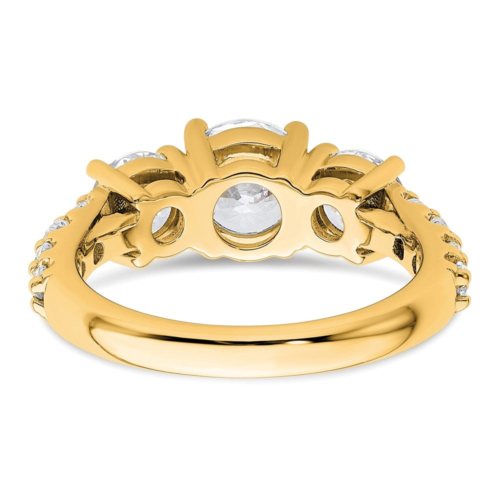 True Origin 14K Yellow Gold 3 carat Lab Grown Diamond VS+ F+ Complete Round Three Stone Ring