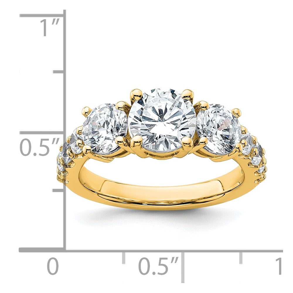 True Origin 14K Yellow Gold 3 carat Lab Grown Diamond VS+ F+ Complete Round Three Stone Ring