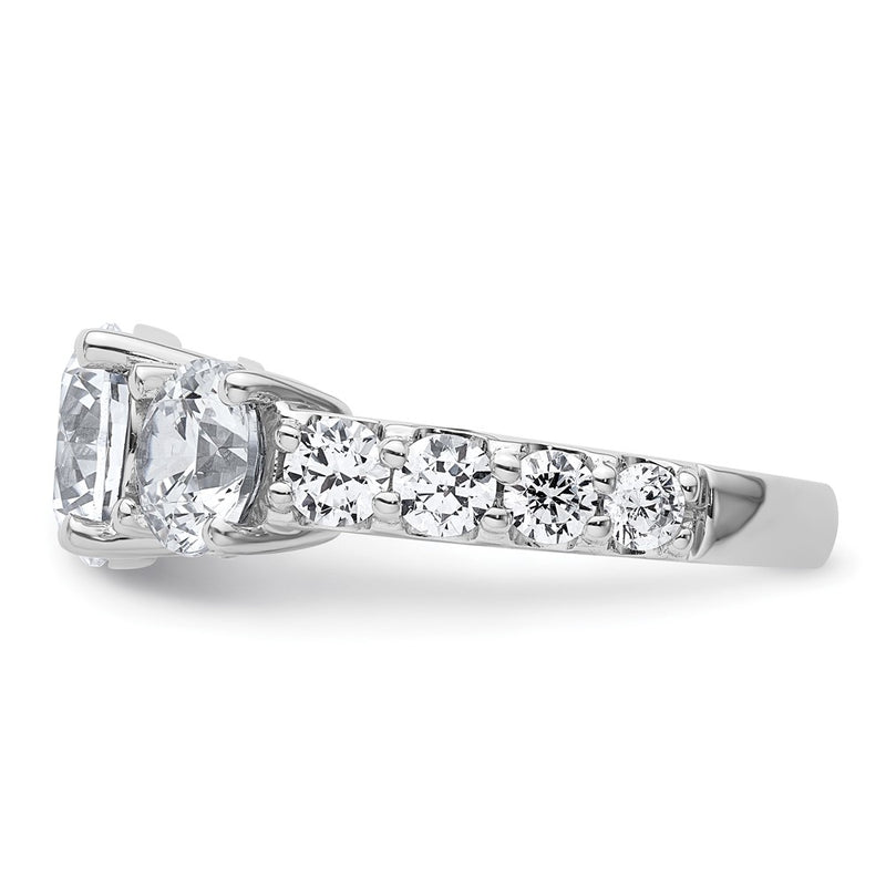 True Origin 14K White Gold 5 carat Lab Grown Diamond VS+ F+ Complete Round Three Stone Ring