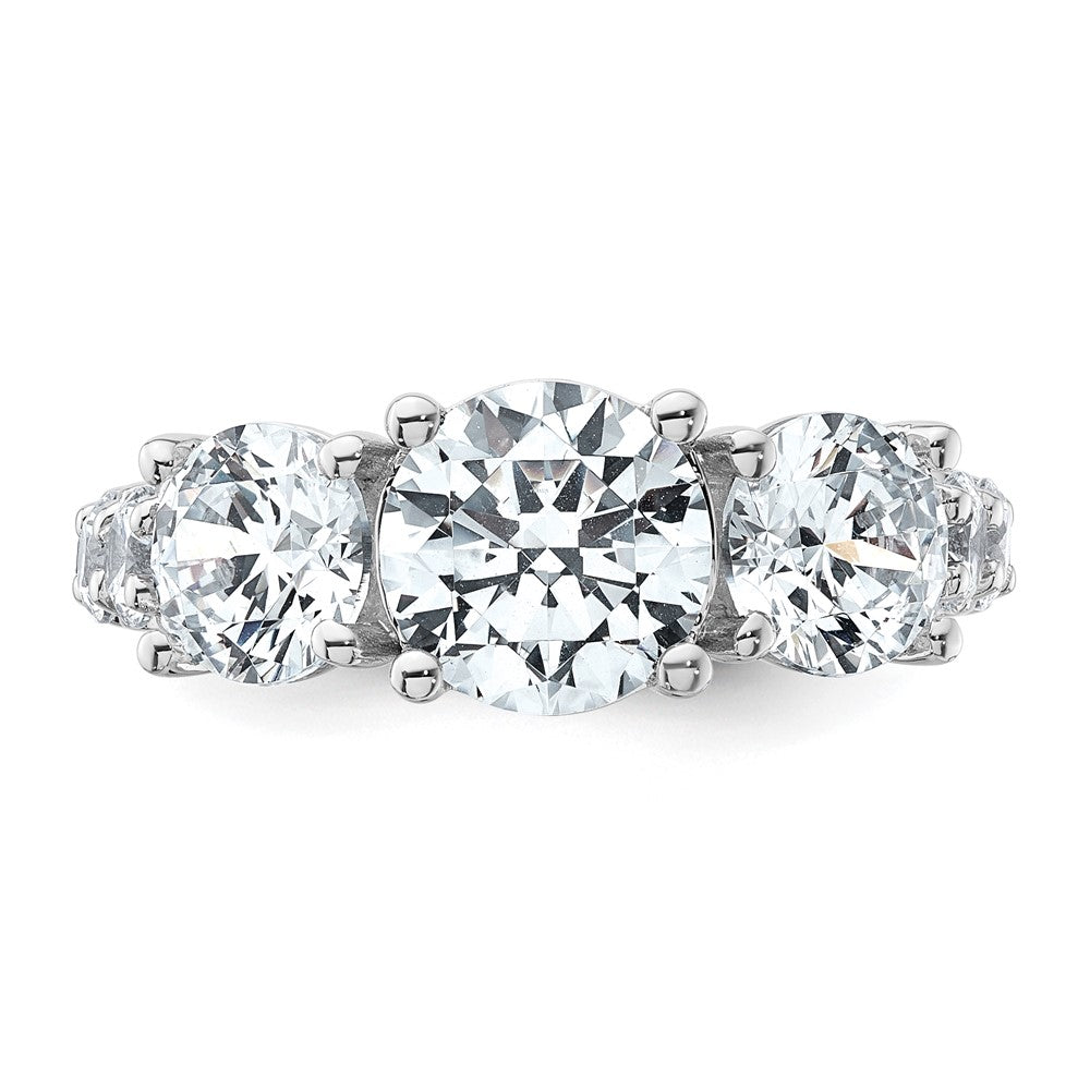 True Origin 14K White Gold 5 carat Lab Grown Diamond VS+ F+ Complete Round Three Stone Ring