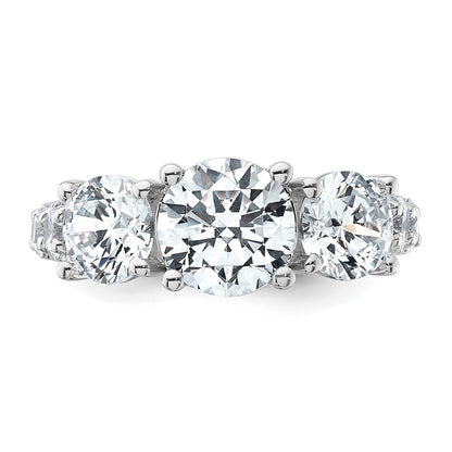 True Origin 14K White Gold 5 carat Lab Grown Diamond VS+ F+ Complete Round Three Stone Ring
