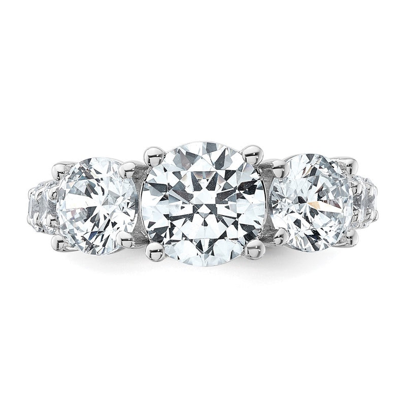 True Origin 14K White Gold 5 carat Lab Grown Diamond VS+ F+ Complete Round Three Stone Ring