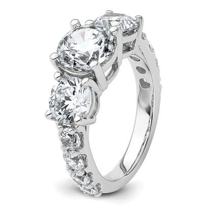 True Origin 14K White Gold 5 carat Lab Grown Diamond VS+ F+ Complete Round Three Stone Ring