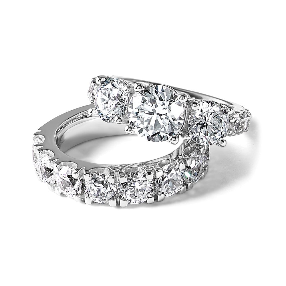 True Origin 14K White Gold 5 carat Lab Grown Diamond VS+ F+ Complete Round Eleven Stone Ring