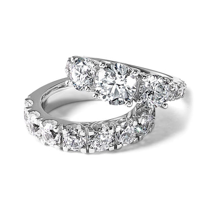 True Origin 14K White Gold 5 carat Lab Grown Diamond VS+ F+ Complete Round Eleven Stone Ring