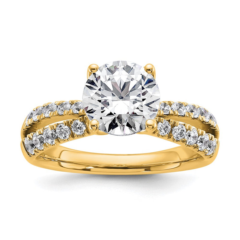 14K Yellow Gold True Origin 2 5/8 Carat Round Lab Grown Diamond Vs D E F Complete Engagement Ring