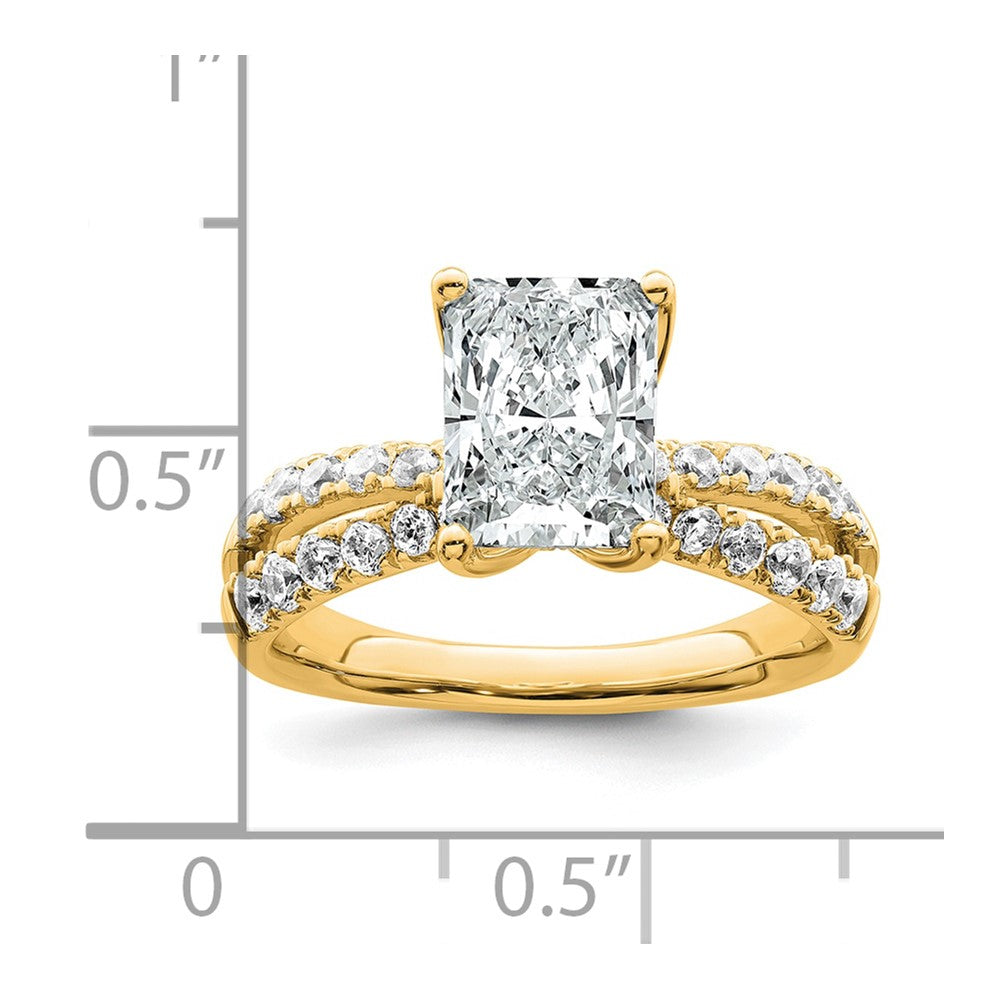 14K Yellow Gold True Origin 2 5/8 Carat Radiant Lab Grown Diamond Vs D E F Complete Engagement Ring