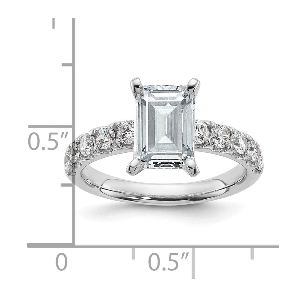 14K White Gold Certified 3 3/4 carat Lab Grown Diamond VS+ F+ Emerald Complete Engagement Ring