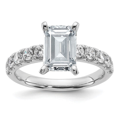 14K White Gold Certified 2 3/4 carat Lab Grown Diamond VS+ F+ Emerald Complete Engagement Ring