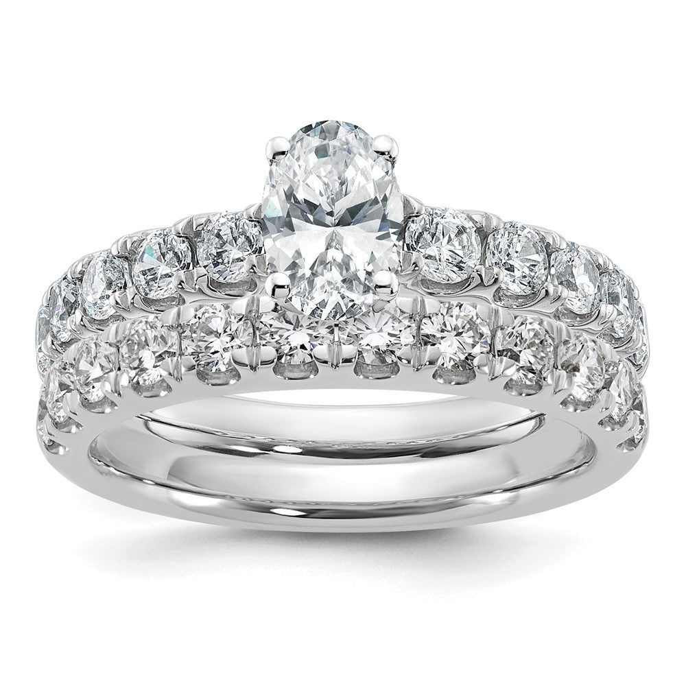 14K White Gold Certified Lab Grown Diamond Vs Def 1Ct Oval Center Ring