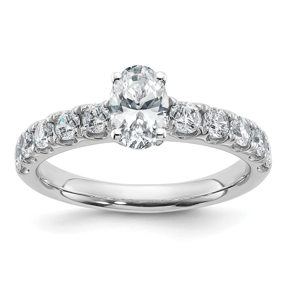 14K White Gold Certified Lab Grown Diamond Vs Def 1Ct Oval Center Ring