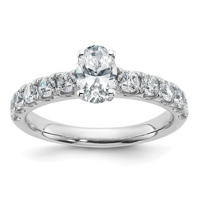 14K White Gold Certified Lab Grown Diamond Vs Def 1Ct Oval Center Ring