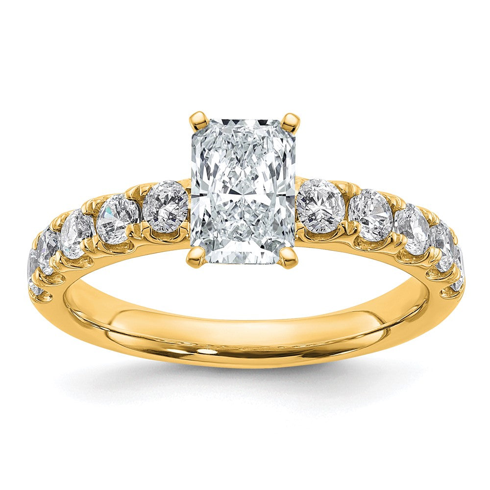 14K Yellow Gold 1 3/4 carat Certified Lab Grown Diamond VS+ F+ Radiant Complete Engagement Ring