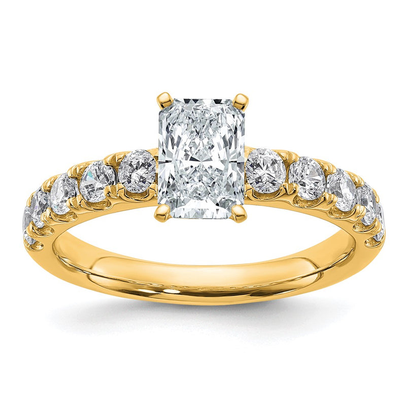 14K Yellow Gold 1 3/4 carat Certified Lab Grown Diamond VS+ F+ Radiant Complete Engagement Ring