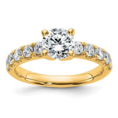 14K Yellow Gold Certified 1 5/8 carat Lab Grown Diamond VS+ F+ Round Complete Engagement Ring