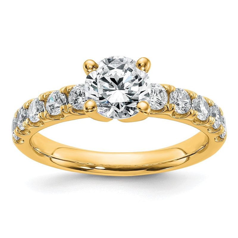 14K Yellow Gold Certified 1 5/8 carat Lab Grown Diamond VS+ F+ Round Complete Engagement Ring