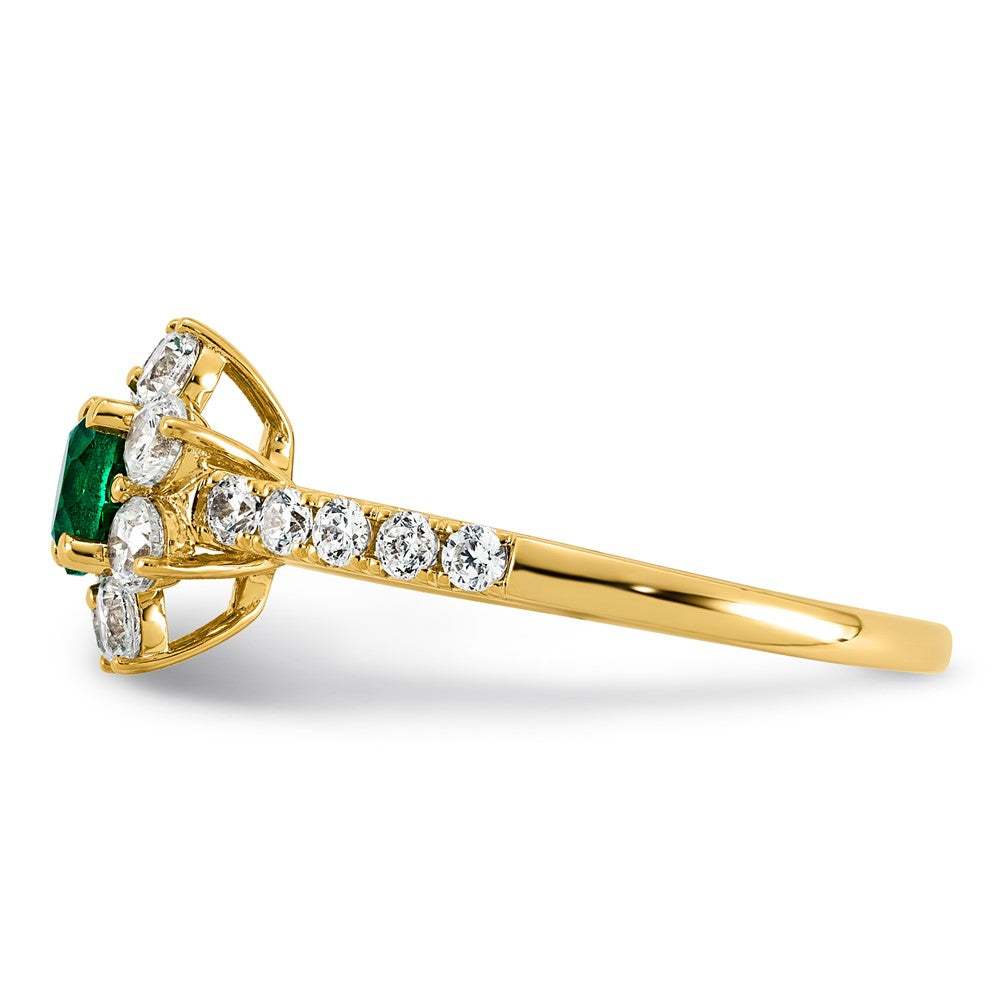14K Yellow gold VS/SI G+ Lab Grown Diamond and AAA quality Genuine Emerald