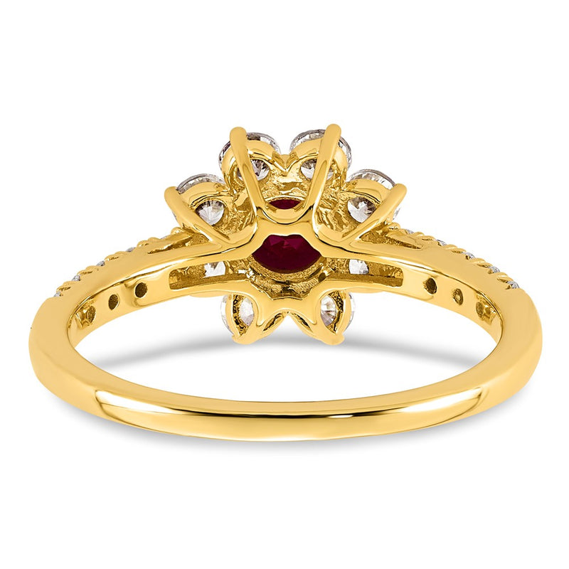 14K Yellow gold VS/SI G+ Lab Grown Diamond and AAA quality Genuine Ruby Rin