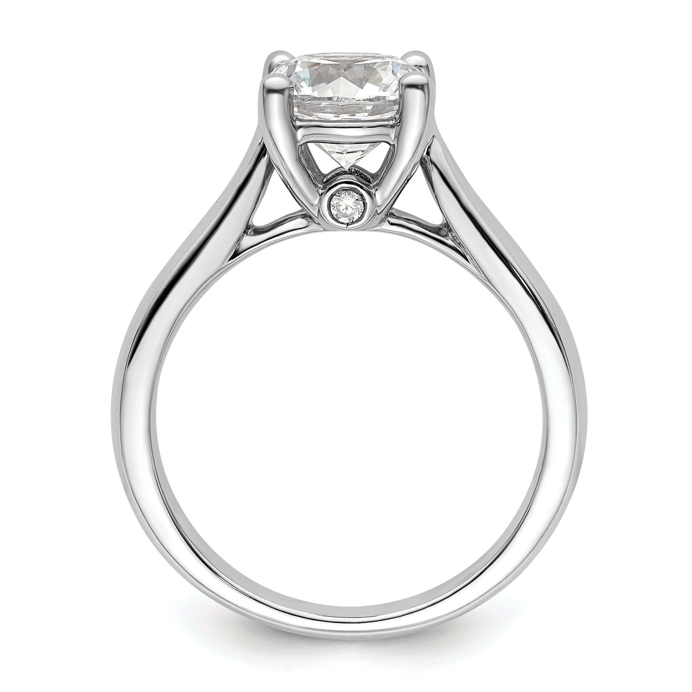 14K White Gold (Holds 2 Carat (8.20 mm) Round) 4 Prong With 1/20 Diamond Semi Mount Engagement Ring