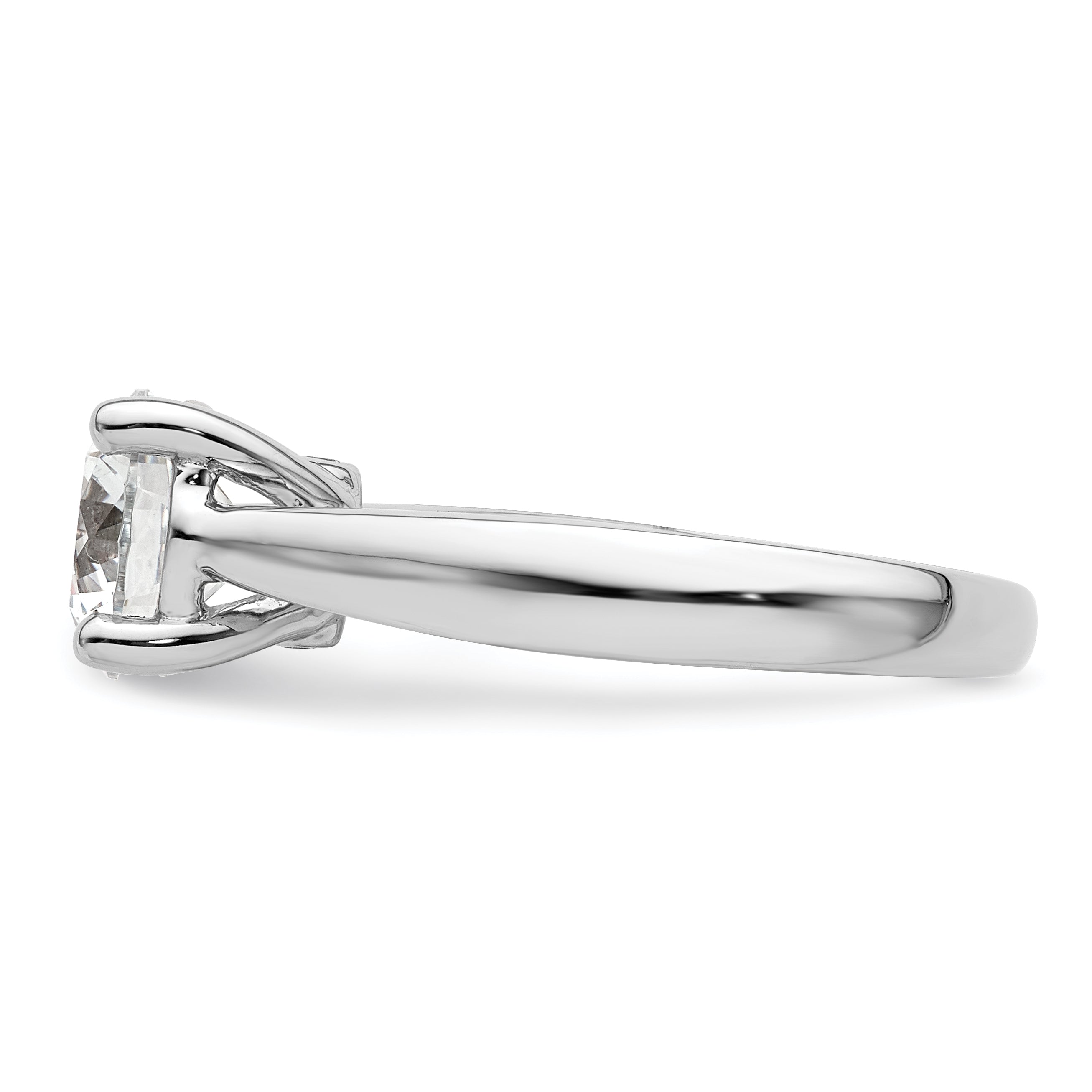 14K White Gold (Holds 2 Carat (8.20 mm) Round) 4 Prong With 1/20 Diamond Semi Mount Engagement Ring
