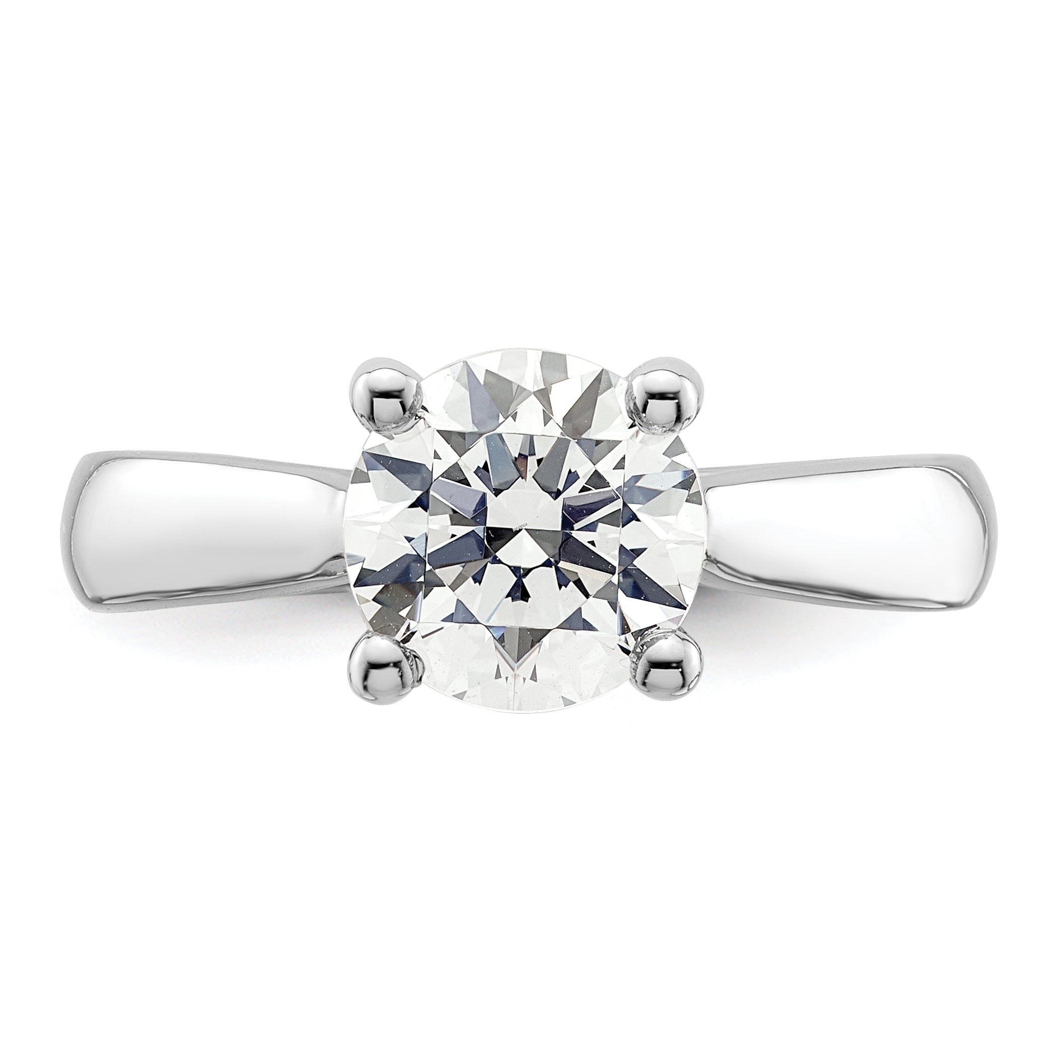14K White Gold (Holds 2 Carat (8.20 mm) Round) 4 Prong With 1/20 Diamond Semi Mount Engagement Ring