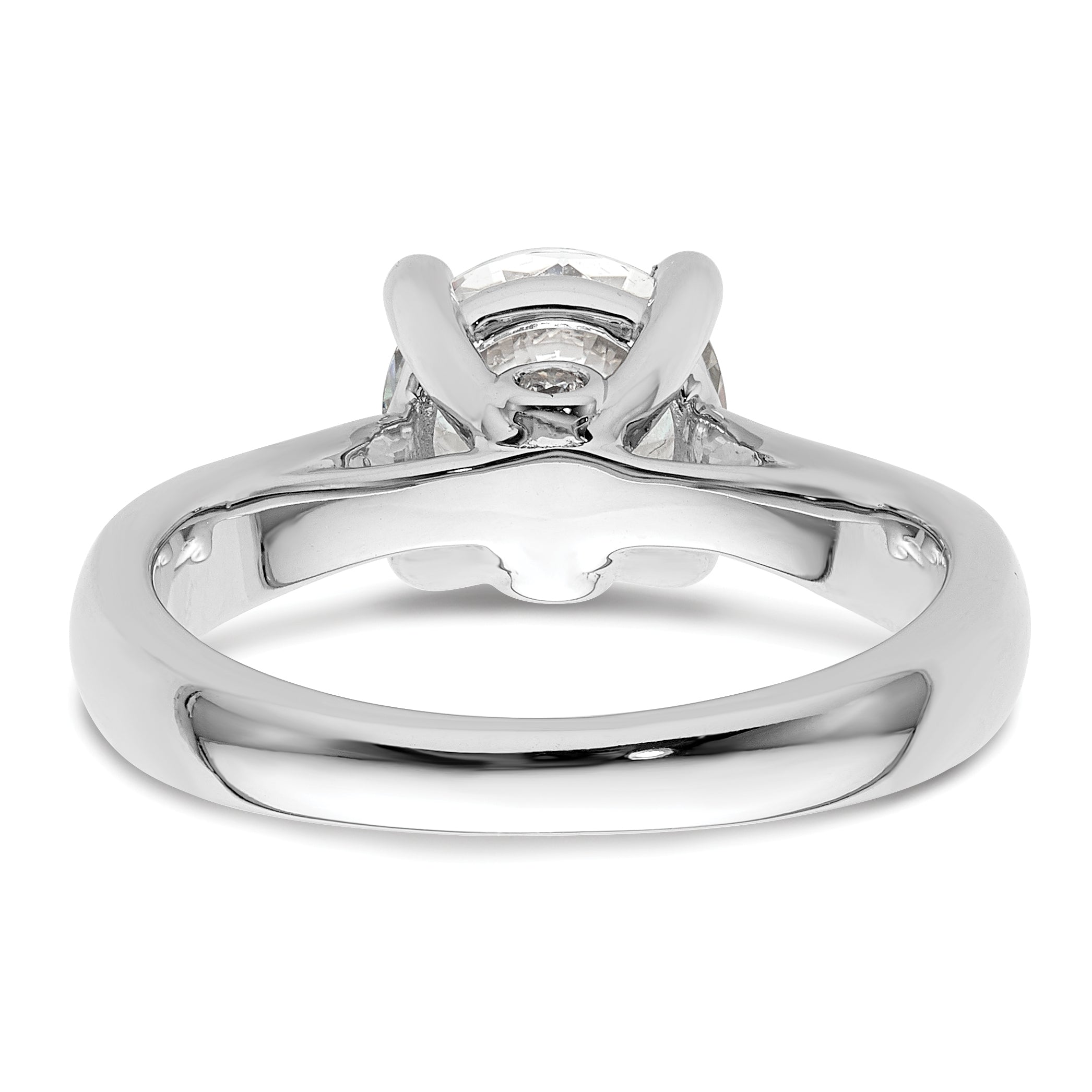 14K White Gold (Holds 2 Carat (8.20 mm) Round) 4 Prong With 1/20 Diamond Semi Mount Engagement Ring