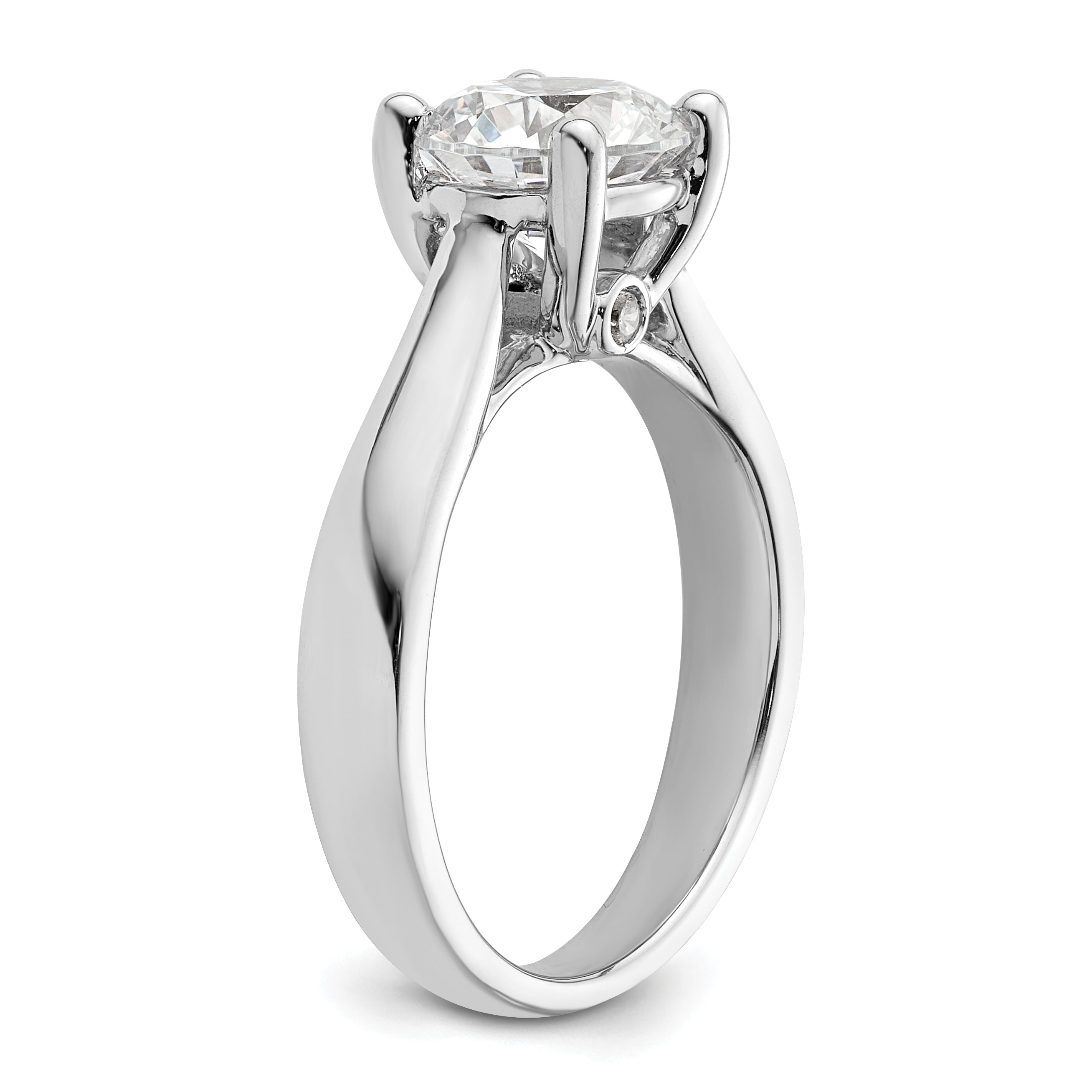 14K White Gold (Holds 2 Carat (8.20 mm) Round) 4 Prong With 1/20 Diamond Semi Mount Engagement Ring