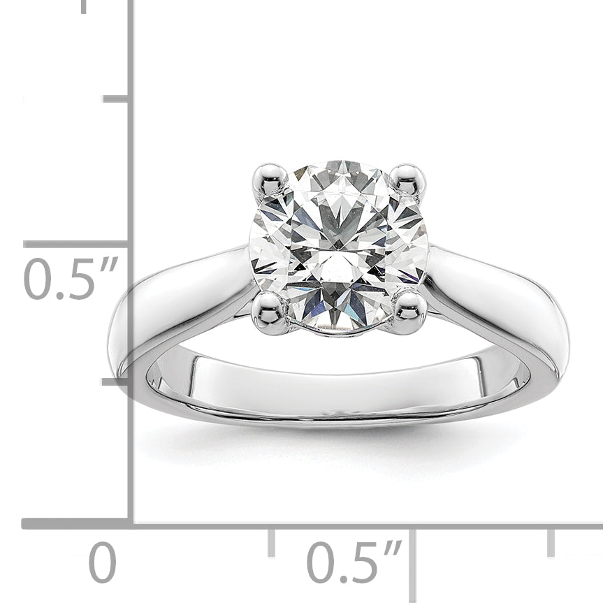 14K White Gold (Holds 2 Carat (8.20 mm) Round) 4 Prong With 1/20 Diamond Semi Mount Engagement Ring