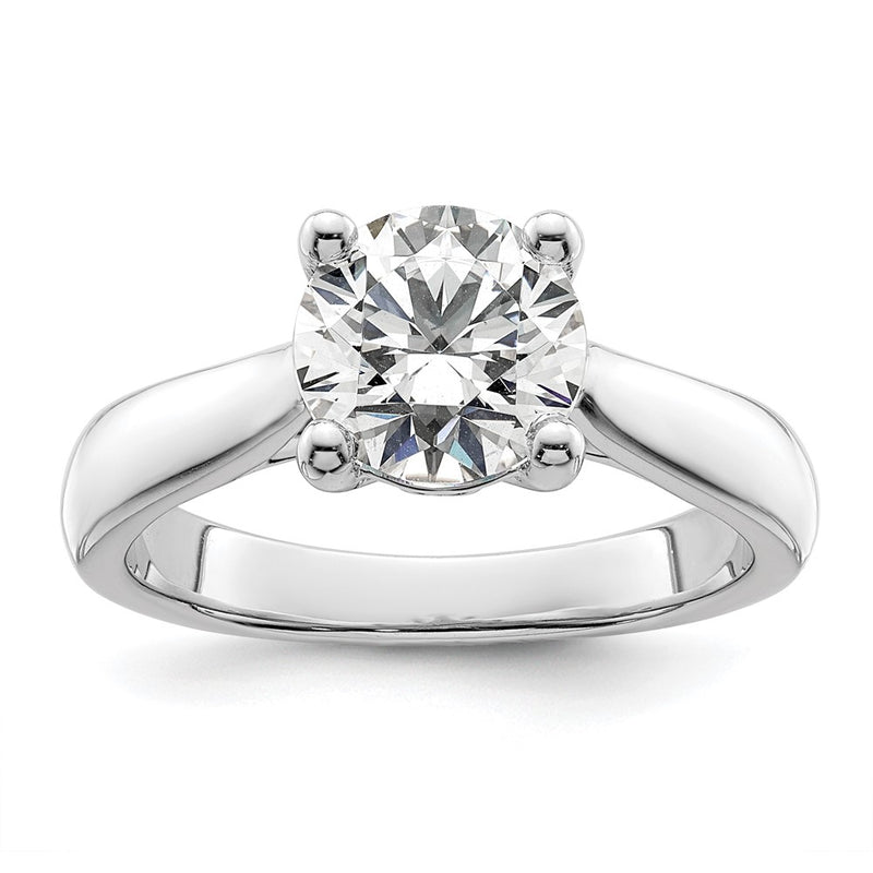 14K White Gold (Holds 2 Carat (8.20 mm) Round) 4 Prong With 1/20 Diamond Semi Mount Engagement Ring